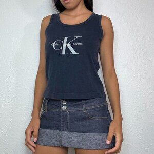 Y2k CALVIN KLEIN NAVY GRAPHIC TANK TOP